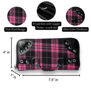 Plaid Studded Handcuff Wallets