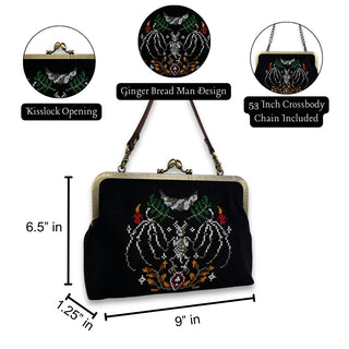 Skeleton Bat Kisslock Handbag & Crossbody