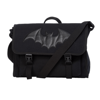 Black Canvas Bat Messenger Bag