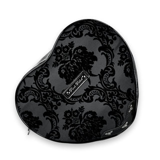 Back view of Black Damask Bat Heart Crossbody Bag wicked misfit