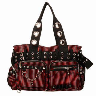 Red Pinstripe Convertible Belt Shoulder Bag with no patch