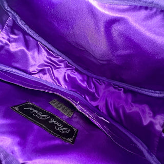 Damask Heart crossbody bag with purple satin lining