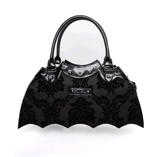 Damask Bat Handbag In Black back view