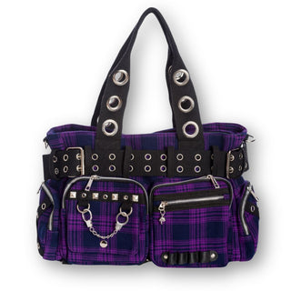 Violet Plaid Convertible Belt Shoulder Bag