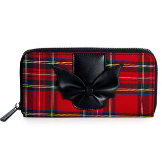 Red Plaid Bat Bow Wallet