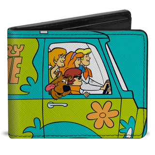 Scooby Doo Group Driving Mystery Machine Side Pose Blue - Bi Fold Wallet
