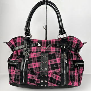 Pink Plaid Convertible Shoulder Bag