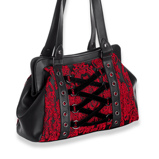 Red Corset Lace up Shoulder Bag Side View