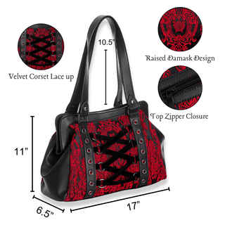 Red Corset Lace up Shoulder Bag Measurement