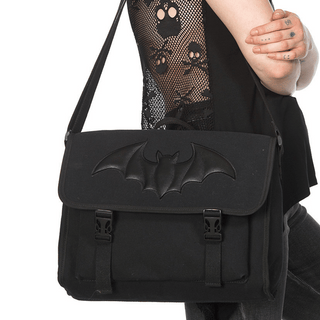 Women Black Canvas Messenger Bag