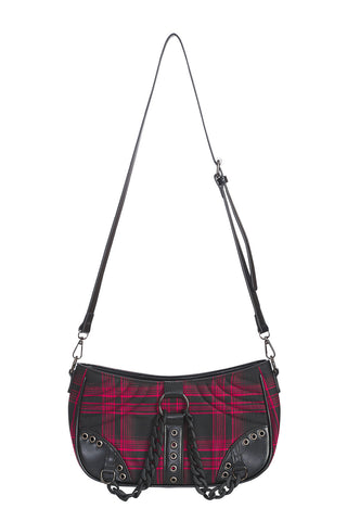 Burgundy Plaid Double Chain shoulder Bag