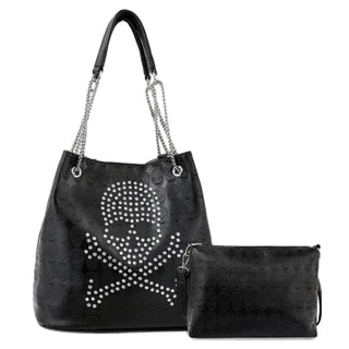 Rhinestone Skull Embossed Handbag Combo