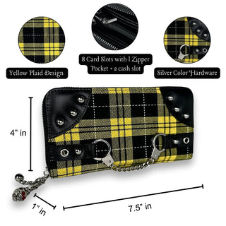 Plaid Studded Handcuff Wallets