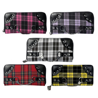 Plaid Studded Handcuff Wallets