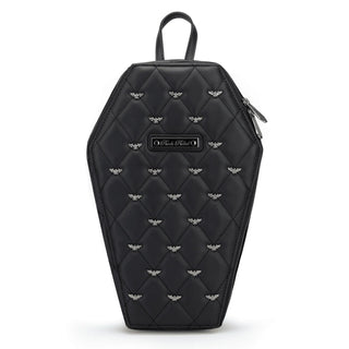 Black Quilted Coffin with Bat Studs