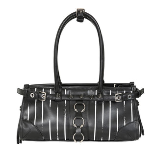 Pierced Pinstripe Handbag