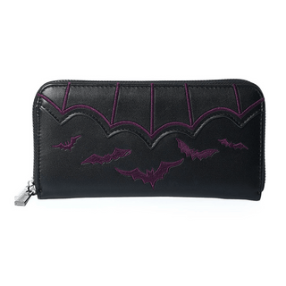 Embroidered Bats Wallet in Purple