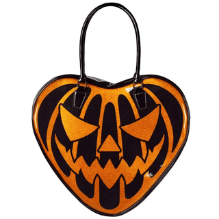 Halloween Glitter Pumpkin Heart Bag front face