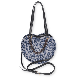 Fuzzy Leopard Oversized Heart Handbag