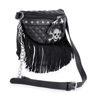 Fringed Rhinestone Skull Sling Bag