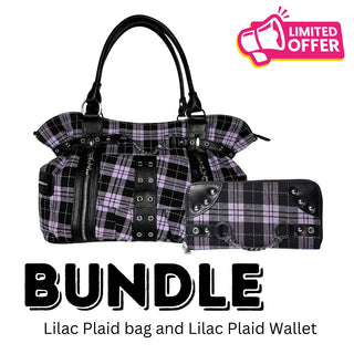 Lilac Plaid Convertible Shoulder Bag & Wallet Bundle