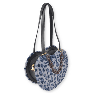 Grey BlueLeopard Oversized Heart Handbag
