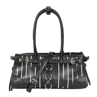 Pierced Pinstripe Handbag