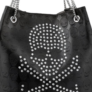 Rhinestone Skull Embossed Handbag Combo