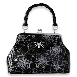 Enamel Spiderweb Kisslock Convertible Handbag