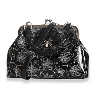 Enamel Spiderweb Kisslock Convertible Handbag