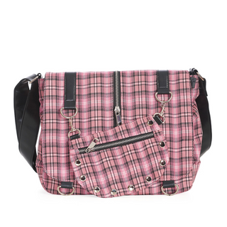 Pink Plaid Messenger Bag