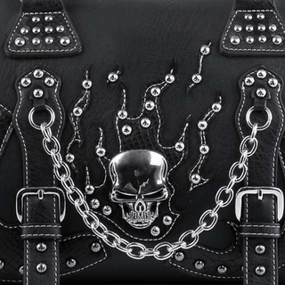 Silver Skull with Flames Satchel Bag 