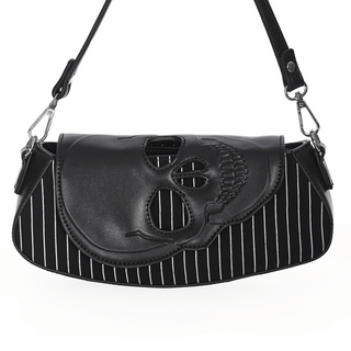 Skull Pinstripe Shoulder Bag