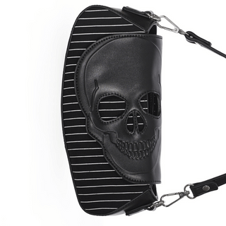 Skull Pinstripe Shoulder Bag