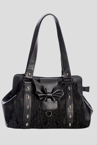 Black Damask Bat Bow Shoulder Bag