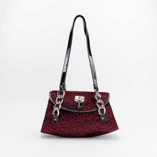 Velour Leopard Shoulder Bag