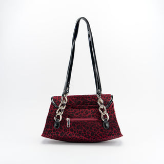 Velour Leopard Shoulder Bag