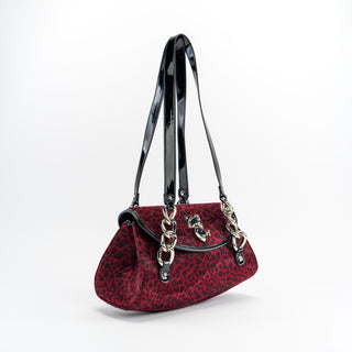 Velour Leopard Shoulder Bag