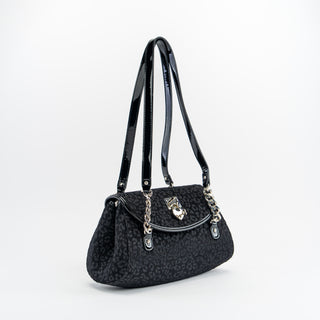 Velour Leopard Shoulder Bag
