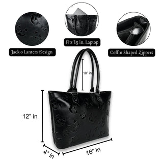 All Over Jack Face Tote / Shoulder Bag in Black with measurements by wicked misfit