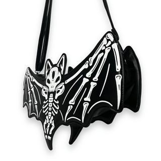 Back side of Skeleton Bat Crossbody Bag Side View