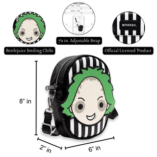 Beetlejuice Smiling Chibi Crossbody Bag Measurements