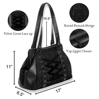 Black Corset Lace up Shoulder Bag Measurements Wicked Misfit