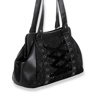 Black Corset Lace up Shoulder Bag Side View