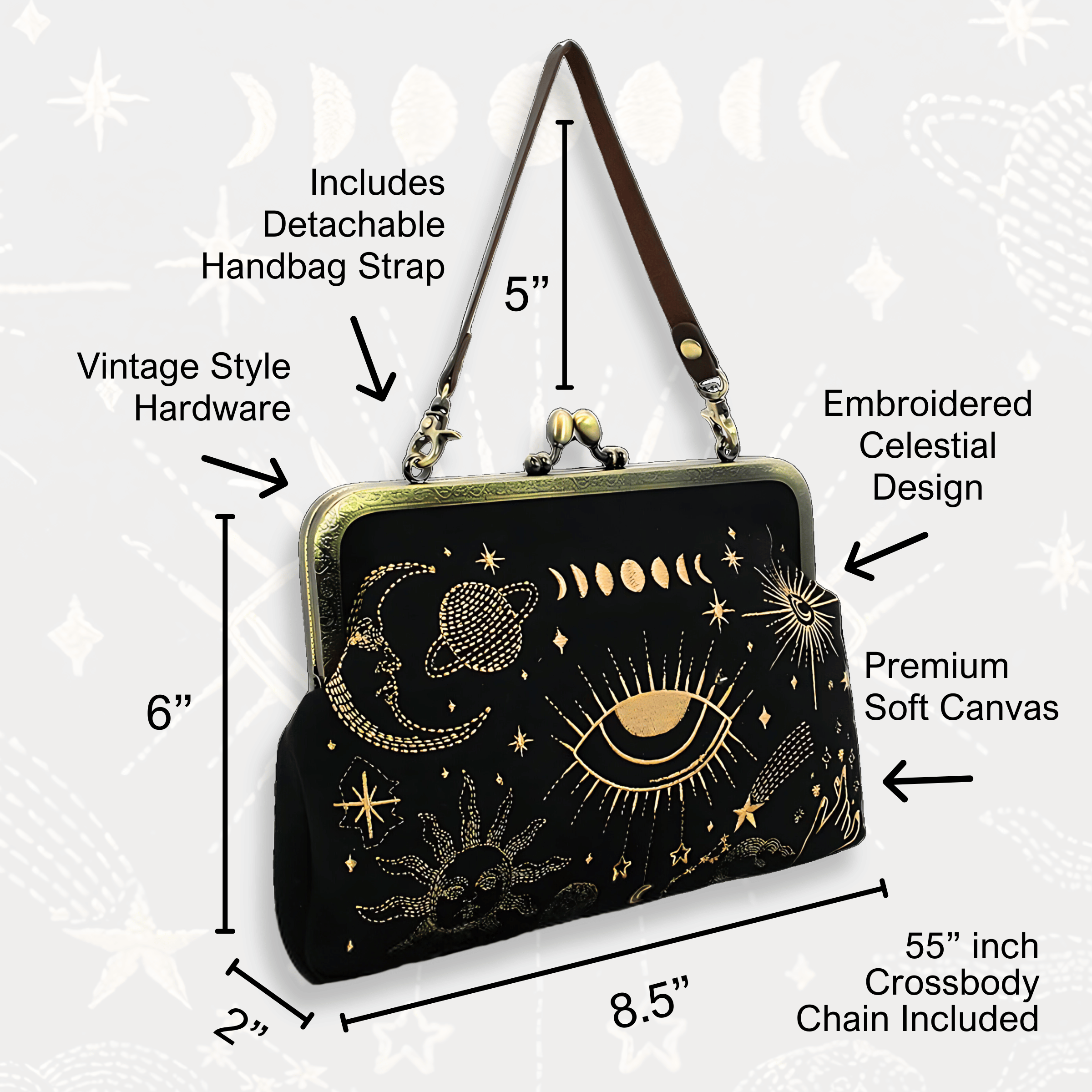 Celestial Kisslock Embroidered Convertible Bag – Wicked Misfit Celestial Kisslock Embroidered Convertible Bag – Wicked Misfit