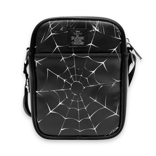 Disney Vegan Leather Cross Body Backpack for Men and Women with Adjustable Strap, Nightmare Before Christmas Jack Corpse Pose Applique, Black backview
