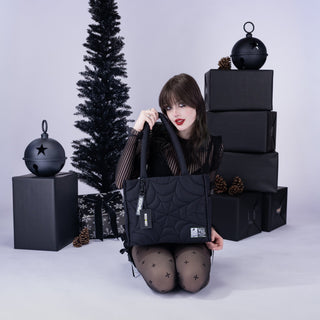  Black XL Spiderweb Puff Tote by wicked misfit