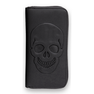 Embossed Skull Wallet in black