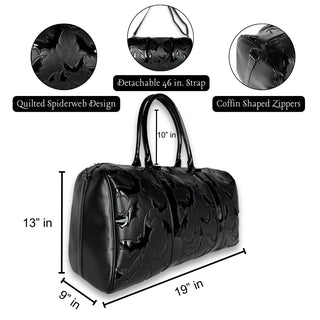 Enamel Bats Weekender Duffle Bag with measurements