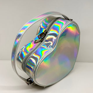 Metallic Silver Heart Convertible Shoulder Bag